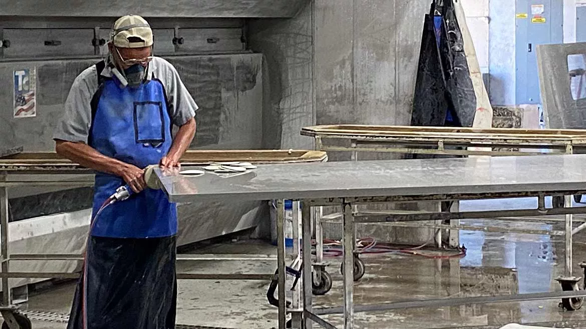 worker finishing a slab