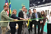 Brazilian cutting the ribbon to the Brazilian pavilion at Coverings 2026