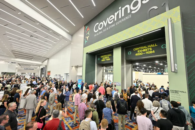 Attendees Waiting to Enter Coverings 2026 in Las Vegas