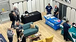 Sponsor tables looking down from the balcony in MSI's Maple Grove, MN, facility.