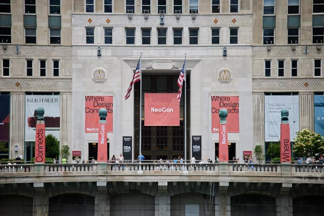 Front of The Mart with NeoCon 2026 Signs