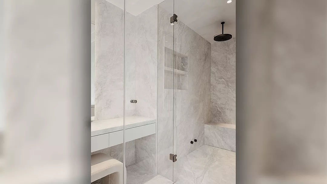Calacatta "Wow" from Natural Stone Collection by Antolini on bathroom vanity