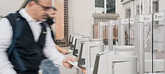 Ticket booths at entrance of Marmomac