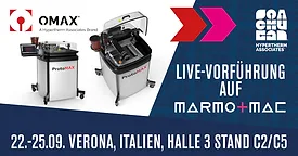 Omax Graphic Promoting Booth at Marmomac