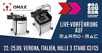 Omax Graphic Promoting Booth at Marmomac
