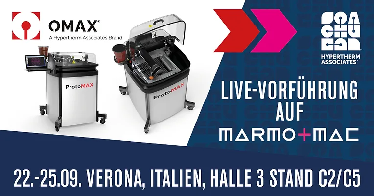 Omax Returns to Marmomac Omax Graphic Promoting Booth at Marmomac