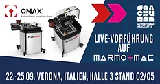 Omax Graphic Promoting Booth at Marmomac