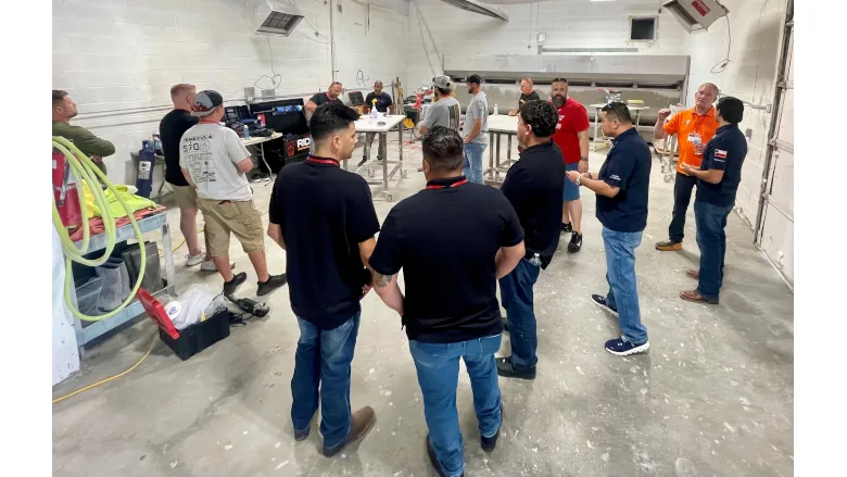 Attendees in Elevated Stoneworkz Shop During All Slab Fabbers Workshop