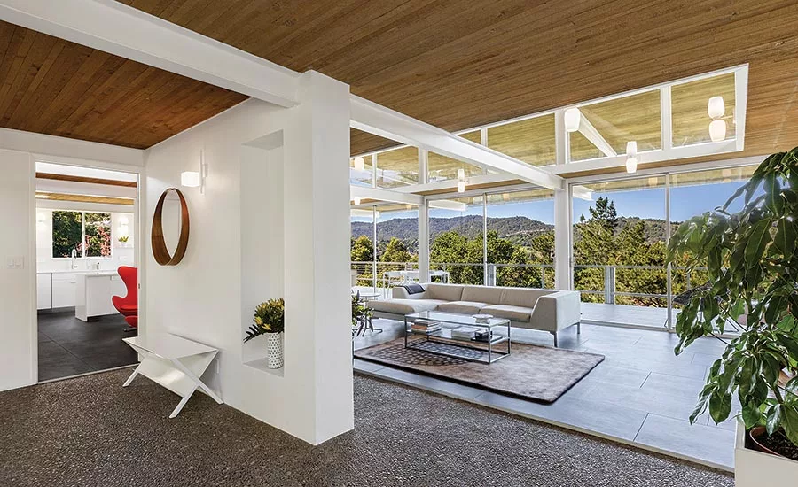Large-format tile throughout the living space