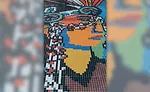 Colorful mosaic tile art designed by local artist