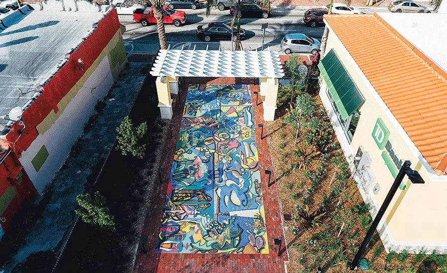 Aerial view of mosaic tile art