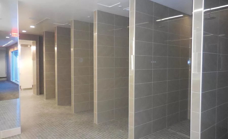 mosaic tiles that were installed by Neuse Tile during the locker room renovation