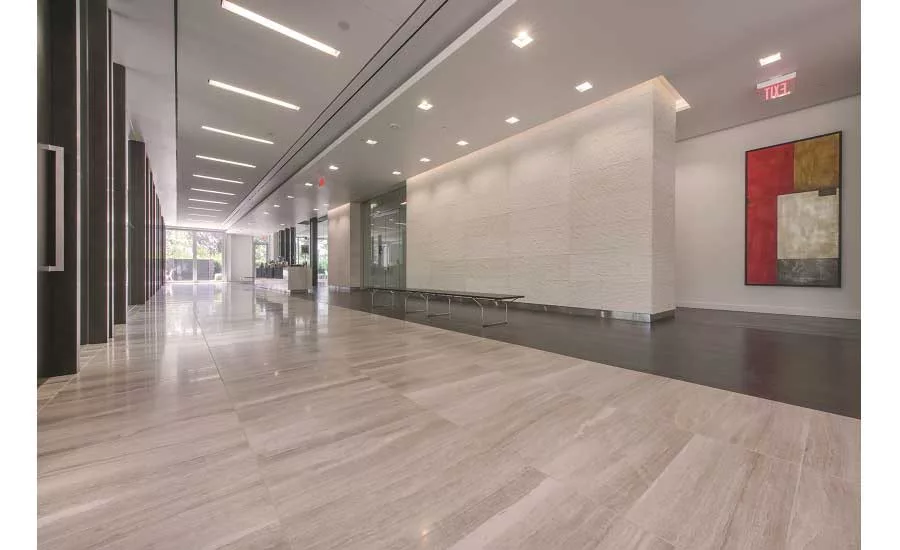 Chenille White limestone supplied by DalTile