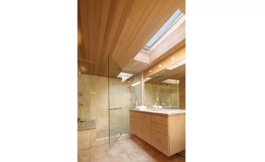 bathrooms feature a slightly mottled tile design