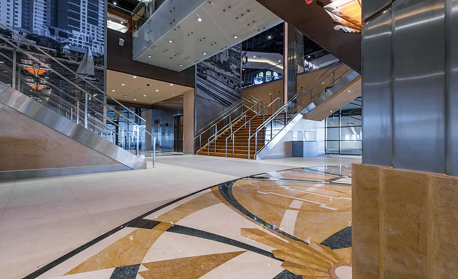 Luxurious looking large-format porcelain and natural stone tile