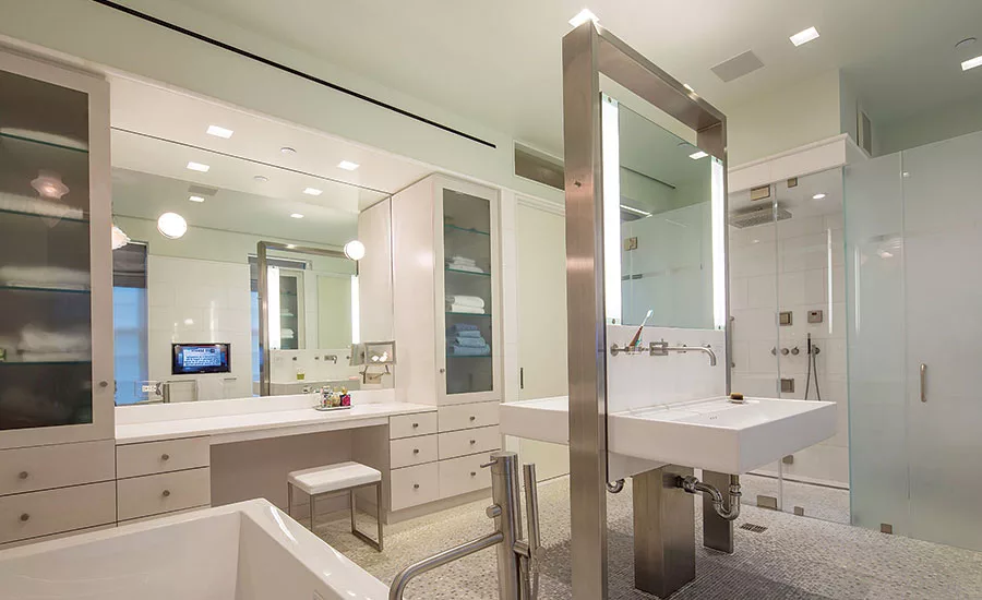 White Thassos marble bathroom