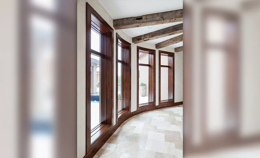 windows in hallway with tile floor
