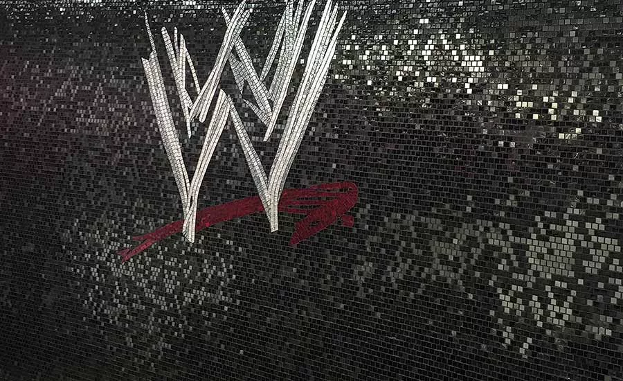 main mural at the WWE headquarters in Stanford