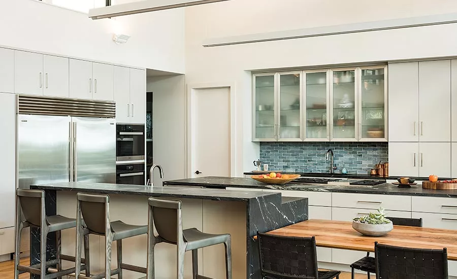 backsplash made from Lunada Bay Tile Tozen collection