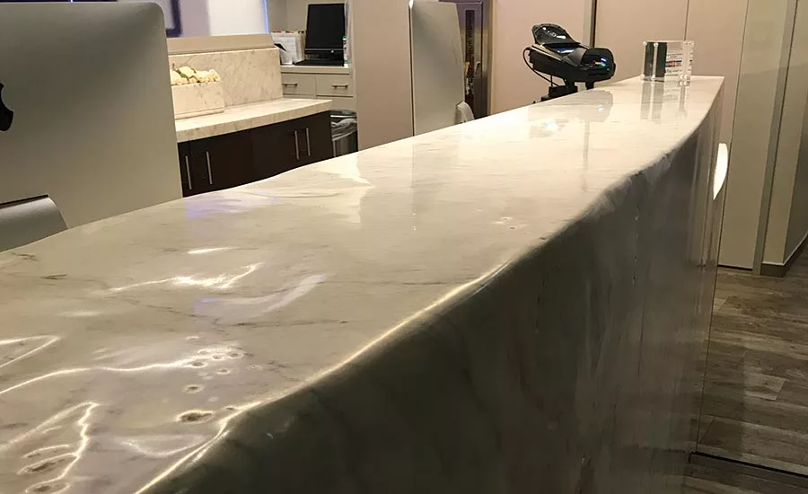 Carrara marble slabs of reception counter