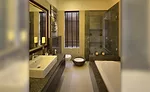 Oversized tiles in the bathrooms of Greenburg apartments