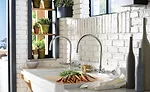quartz countertops in the potting nook have a thickness of 2cm