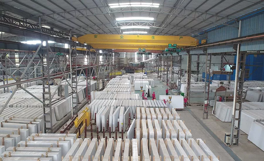 quartz slabs in warehouse