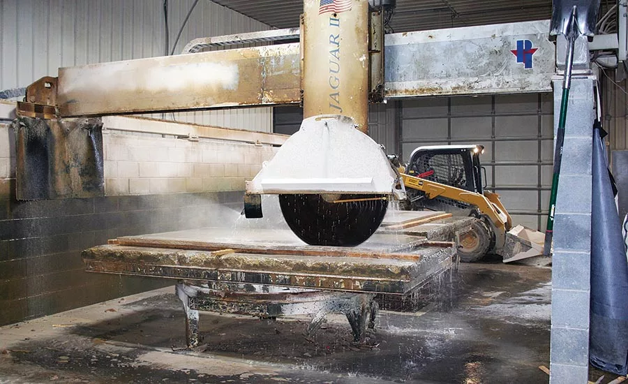 A Jaguar II bridge saw is used in the fabrication process