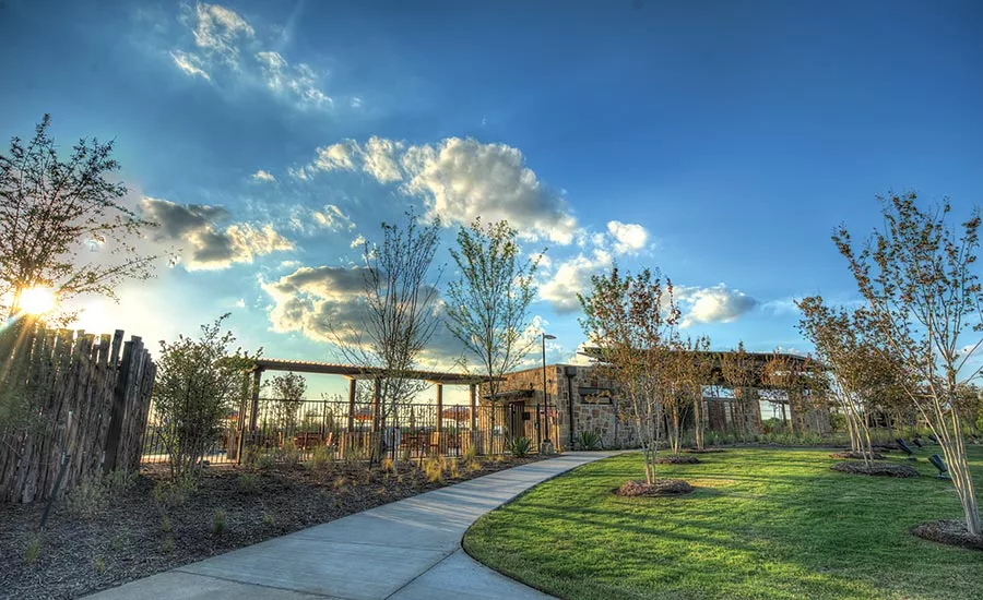 Landscaping outside Austin Waters community pool