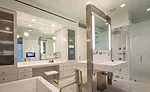 custom-fabricated floating structure made from White Thassos marble
