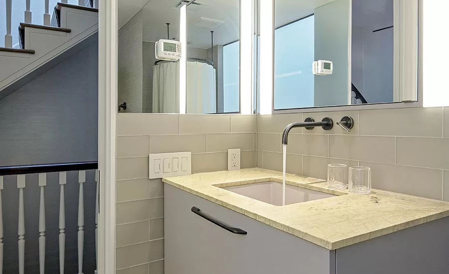 Sahara marble was selected for the guest bath