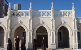Monks fabricate stone for monastery