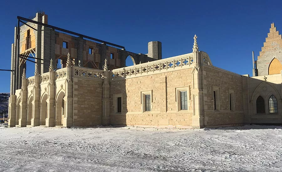 Monks use Kansas Silverdale limestone for their monastery