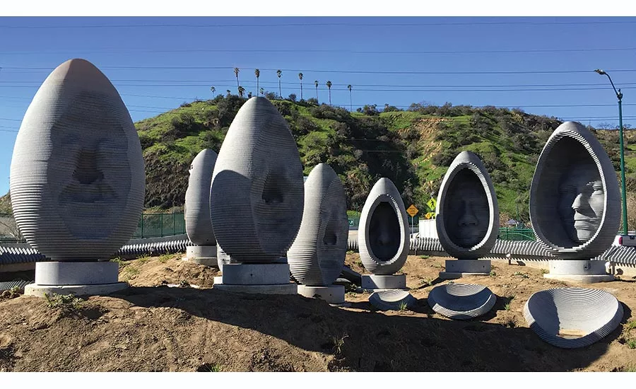 Nine egg-shaped sculptures of Academy Black