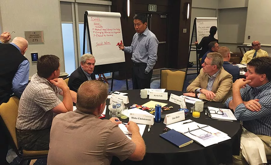 Board and volunteers discuss current trends in the marketplace. 