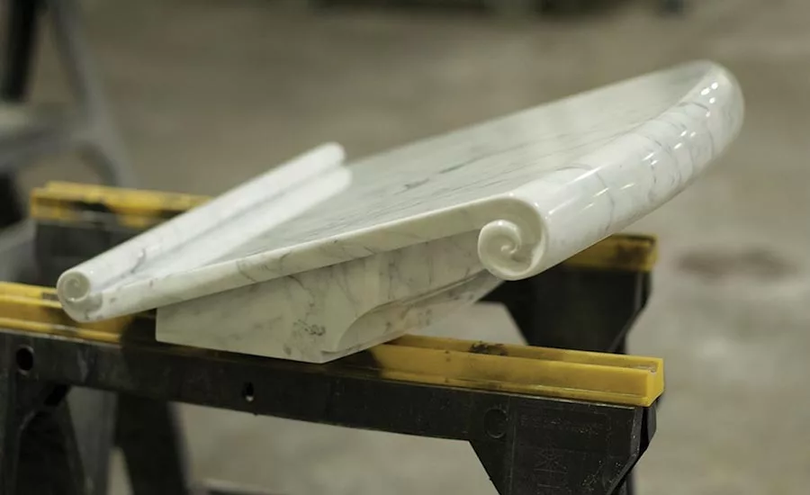 Marble book holder added to the existing historic pulpit