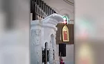 Marble book holder added to the existing historic pulpit