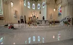 Carrara marble stairs leading to the altar