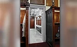 White Italian marble and mahogany woodwork