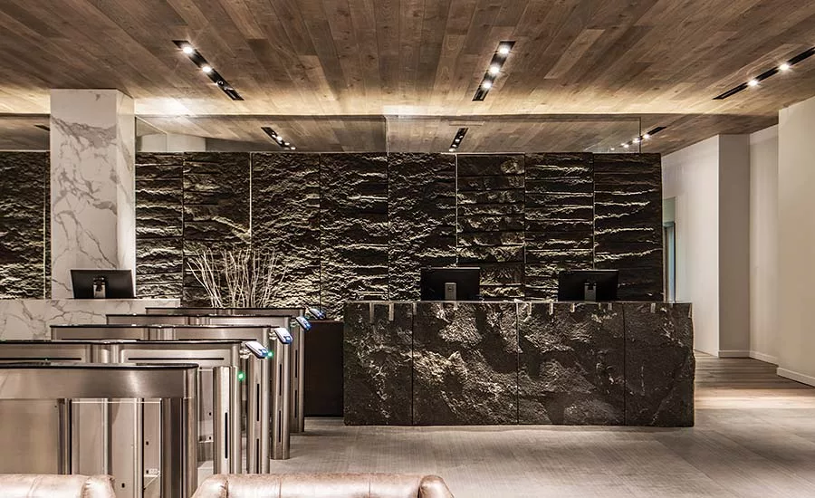 Midtown, granite blocks are showcased
