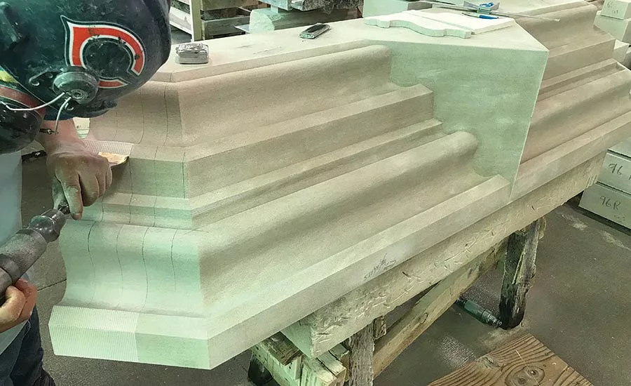Intricate details on the limestone