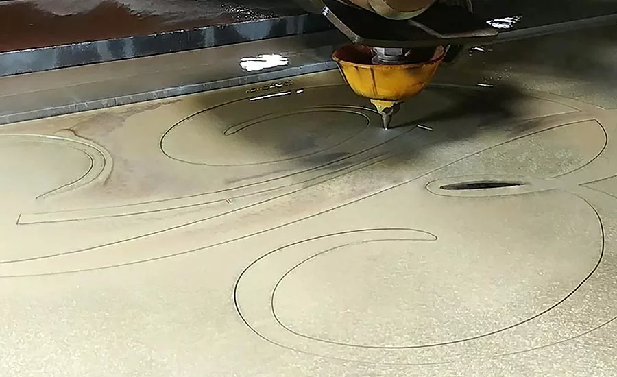 Cut with a waterjet at Creative Edge’s fabrication facility