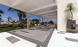white bushhammered Pietra Ducale marble