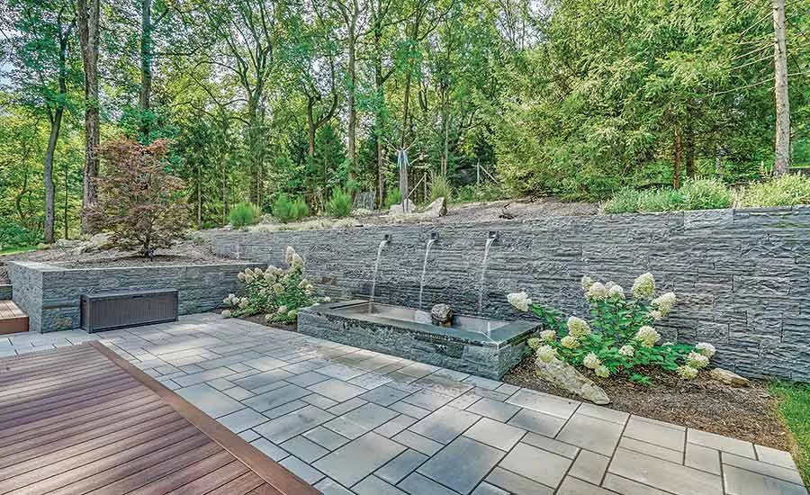 stone wall with fountain