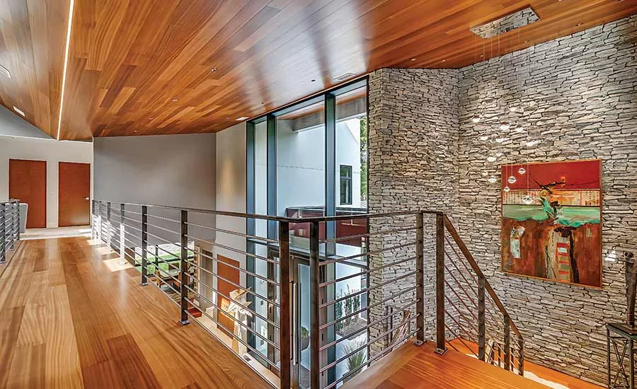 wood-clad ceiling