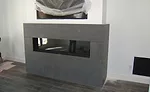 floor-to-ceiling fireplace stonework