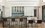 Indian Noire soapstone slabs and Tozen glass backsplash