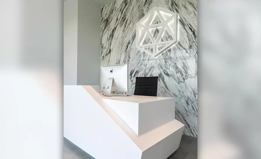 SSC Countertops specializes in bookmatching wall panels. 