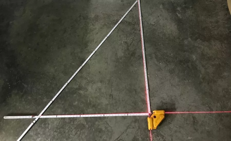 using a laser to install square tile