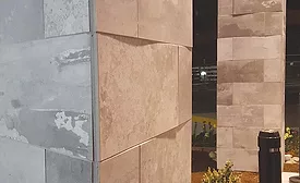two columns at the main entrance of a new hotel